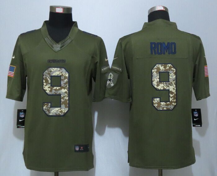 Dallas Cowboys 9 Romo Green New Nike Salute To Service Limited Jersey